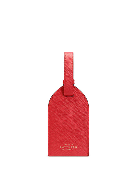 SMYTHSON - Panama Leather Luggage Tag - Scarlet Red - Front