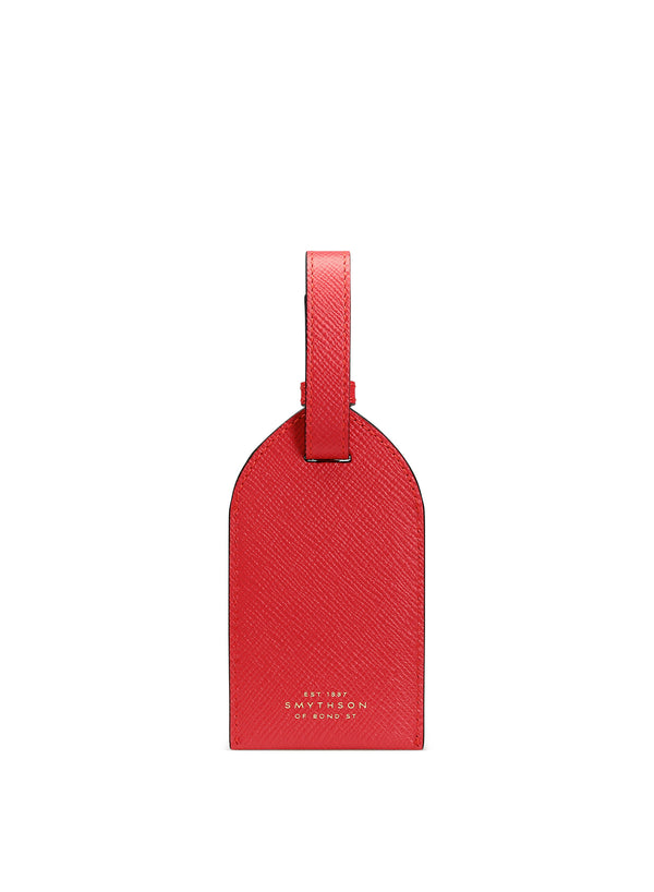 SMYTHSON - Panama Leather Luggage Tag - Scarlet Red - Front