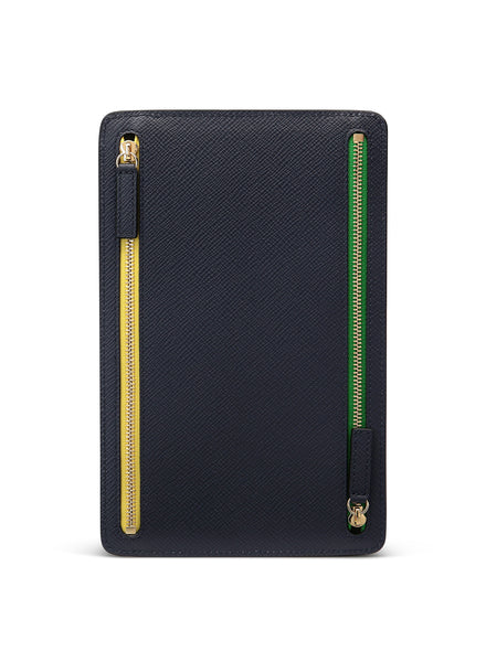 SMYTHSON - Panama Leather Multi Zip Case - Navy - Back