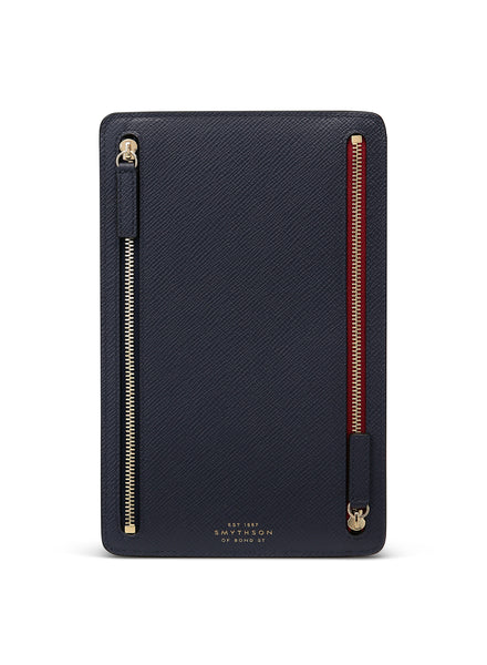 SMYTHSON - Panama Leather Multi Zip Case - Navy - Front