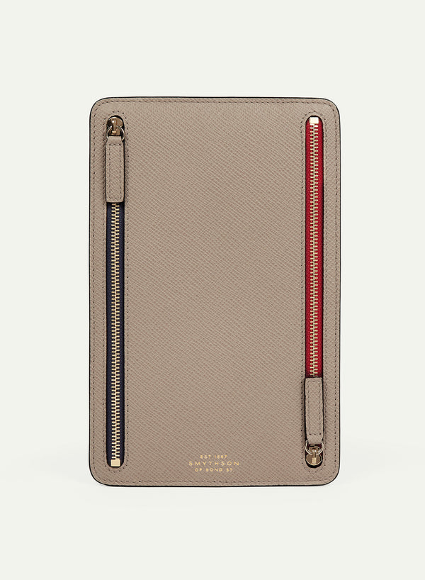 SMYTHSON - Multi-Zip Case - Panama Leather - Sandstone - Front