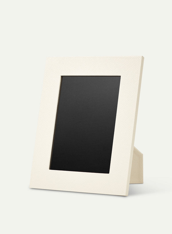 SMYTHSON - Photo Frame - Medium - Panama Leather - Chalk - Side