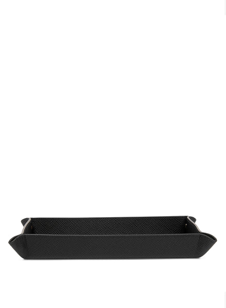 SMYTHSON - Panama Leather Rectangular Trinket Tray - Black - Front