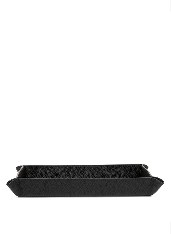 SMYTHSON - Panama Leather Rectangular Trinket Tray - Black - Front
