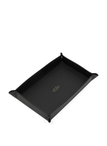 SMYTHSON - Panama Leather Rectangular Trinket Tray - Black - Angle