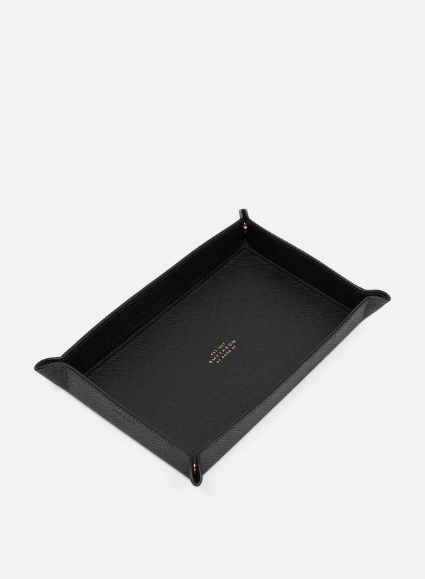 SMYTHSON - Rectangular Trinket Tray - Small - Panama Leather - Black - Side