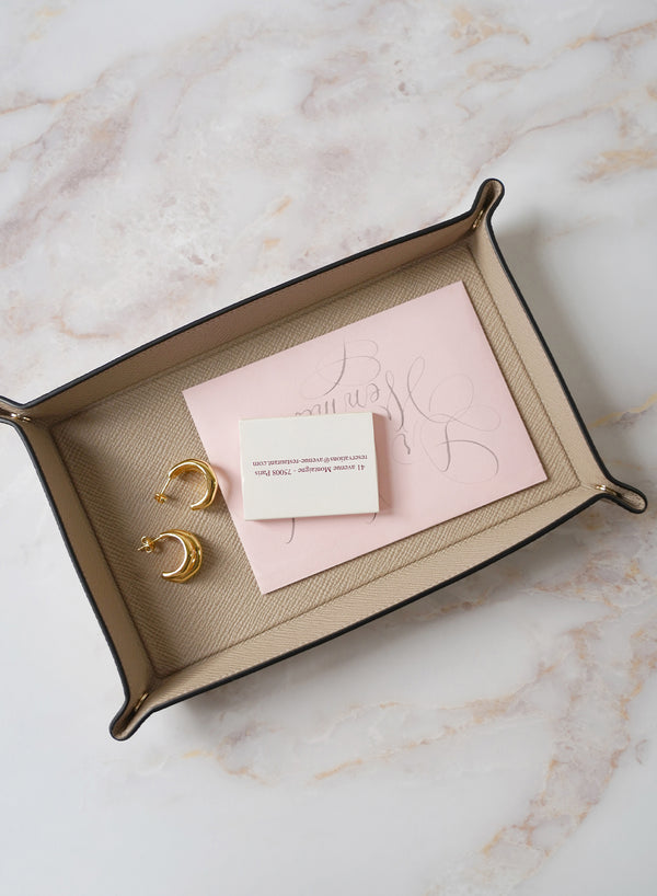 SMYTHSON - Rectangular Trinket Tray - Small - Panama Leather - Sandstone - Lifestyle 