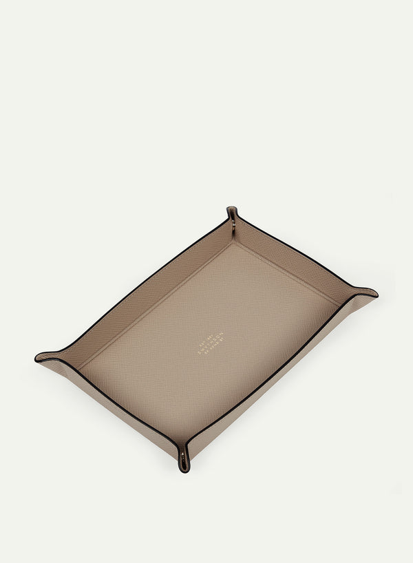 SMYTHSON - Rectangular Trinket Tray - Small - Panama Leather - Sandstone - Side