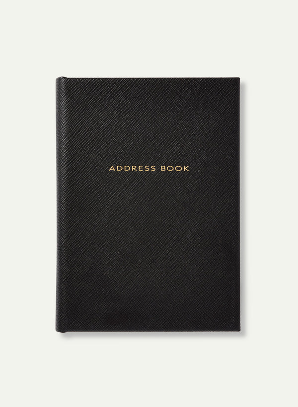 SMYTHSON - Telephone And Address Record Book - Panama Leather - Black - Front