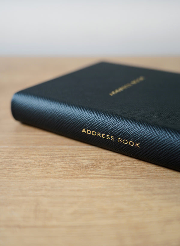 SMYTHSON - Telephone And Address Record Book - Panama Leather - Black - Lifestyle 