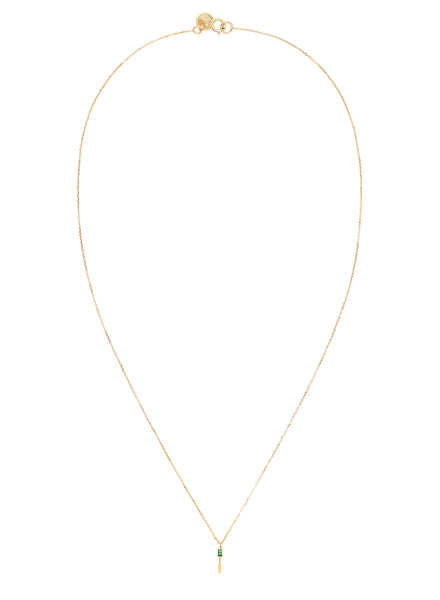 Enchanting Emeralds Baguette Gold Necklace - Flat