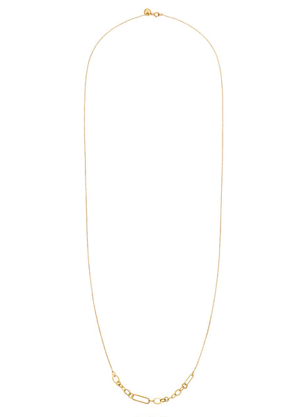 Linked With Love Long Gold Necklace - Flat