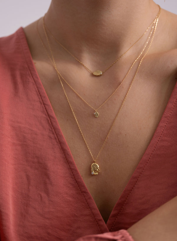 SWEET PEA - Moonscape Short Diamond Small Nugget Necklace - Model
