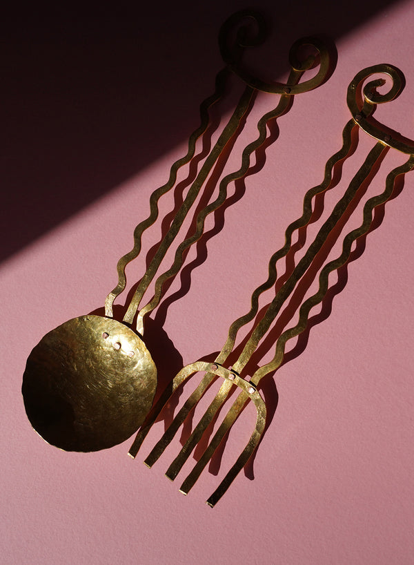 Sebastião Lobo - Handcrafted Solid Brass Salad Servers III - Lifestyle