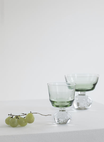 SET OF SIX "ETERNAL SNOW" MEDIUM GREEN GLASSES - BELA SILVA - Lifestyle
