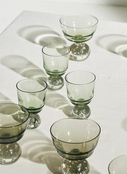 SET OF SIX "ETERNAL SNOW" SMALL GREEN GLASSES - BELA SILVA - Lifestyle