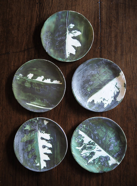 SASKIA SPENDER Set of Five Green Leaf Plates - 1