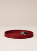 PARADISE ROW Oxblood Red Leather Trinket Tray - front lifestyle