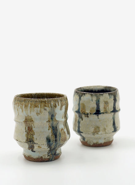 TROY TOWN - Set of Two Tea Cups (Yunomi) with Nuka Glaze - Lead Image
