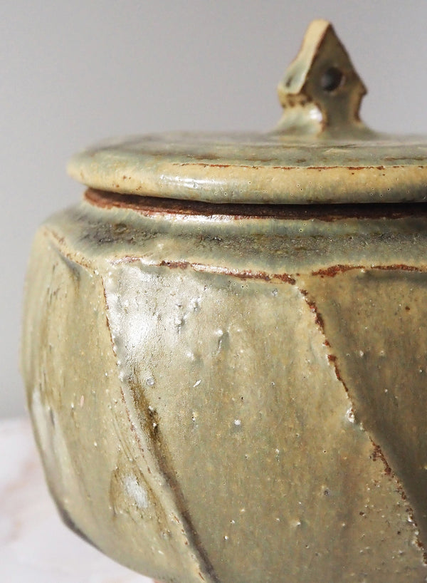 Faceted Tea Jar with Hornbeam Ash Glaze - 2