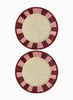 SET OF 2 TWIST PLACEMATS - Pair of large, hand-woven raffia placemats in burgundy and pink - 2