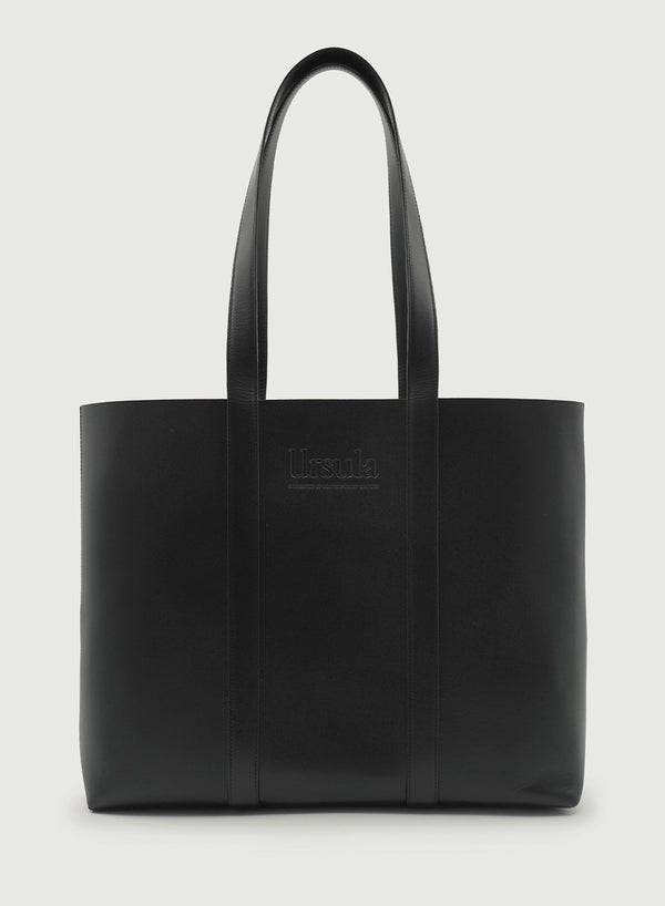 URSULA - URSULA X JANECARR Leather Tote - Black - Front