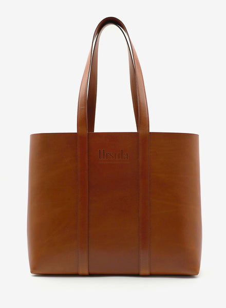 URSULA X JANECARR Leather Tote - Tan - Front