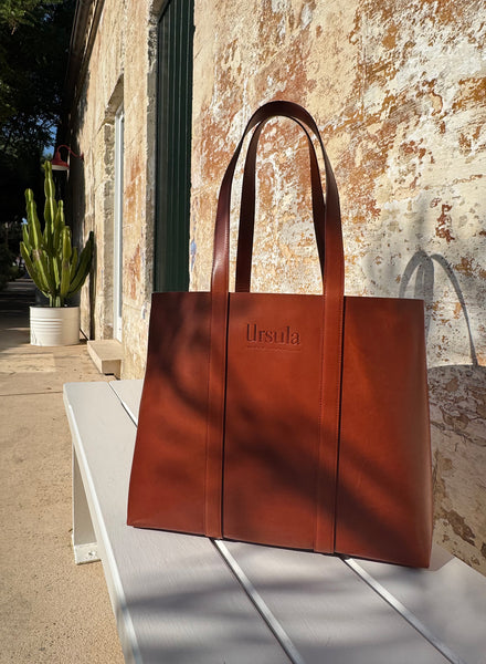 URSULA X JANECARR Leather Tote - Tan - Lifestyle 1