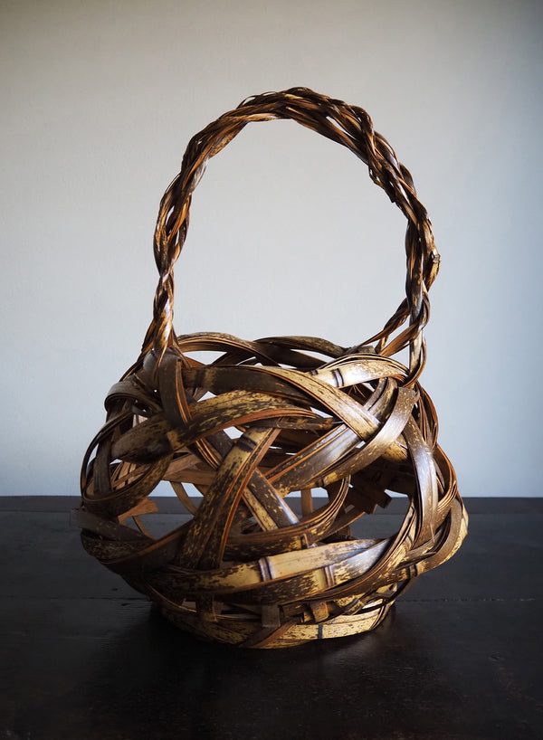 VINTAGE JAPANESE HANDWOVEN BAMBOO BASKET VIII - Front 1