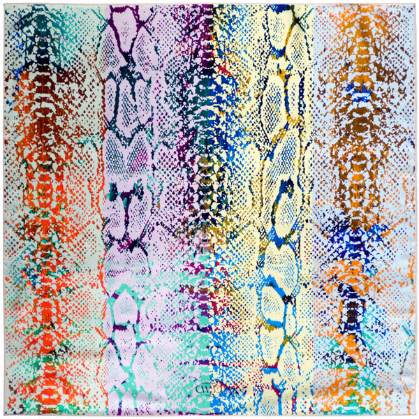 CHARLES WORTHINGTON X JANE CARR, VIPER FOULARD - Multicolour printed silk twill scarf