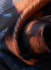 JANE CARR The Kitty Foulard in Guinness, brown and blue grey printed silk twill scarf – detail