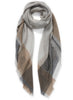 JANE CARR The Frame Square in Mist, Grey and taupe frame border cashmere scarf – tied