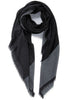 JANE CARR The Frame square in Black, black and grey frame border cashmere scarf – tied
