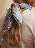 JANE CARR The Pixie Petit Foulard in Macaroon, silk twill printed scarf – Model