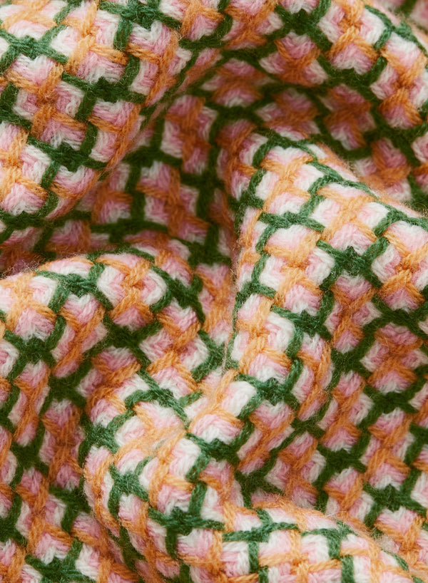 THE SLALOM THROW, multicolour checked wool and cashmere throw, Detail