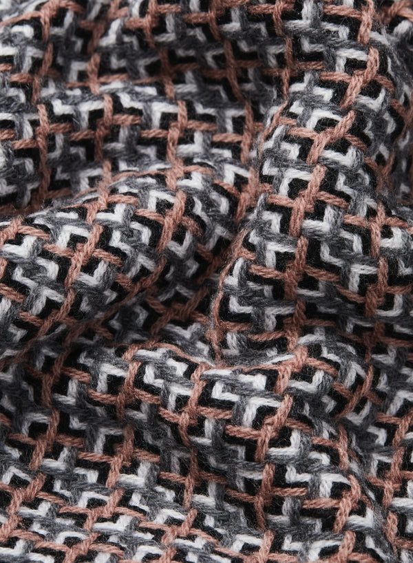 THE SLALOM THROW, neutral multicolour checked wool and cashmere throw, Detail