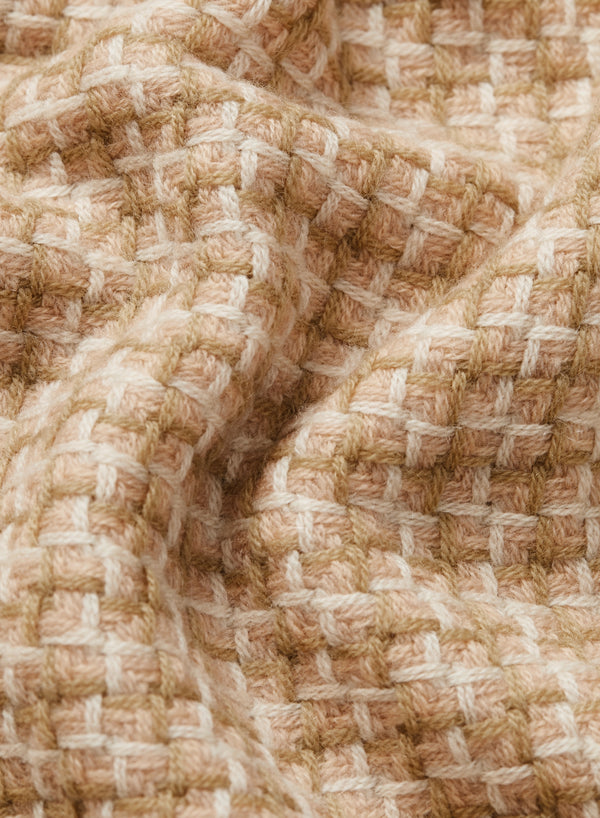 The Slalom Throw, tonal beige checked wool and cashmere throw, Detail