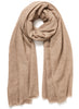 JANE CARR The Fray Wrap in Taupe, taupe woven pure cashmere scarf – tied