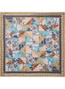 JANE CARR The Prairie Square in Bronze, neutral multicolour printed silk twill scarf – flat