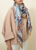 JANE CARR The Prairie Square in Bronze, neutral multicolour printed silk twill scarf – model 2