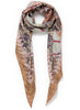 JANE CARR The Prairie Necker in Brick, tan multicolour printed diamond silk twill scarf – tied