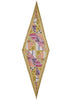 JANE CARR The Prairie Necker in Grape, pink and gold multicolour printed diamond silk twill scarf – flat