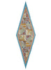 JANE CARR The Prairie Necker in Pacific, blue multicolour diamond printed silk twill scarf – flat