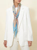 JANE CARR The Prairie Necker in Pacific, blue multicolour diamond printed silk twill scarf – model 1
