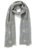 JANE CARR The Ikat Scarf in Ghost, grey two tone pure cashmere woven scarf – tied