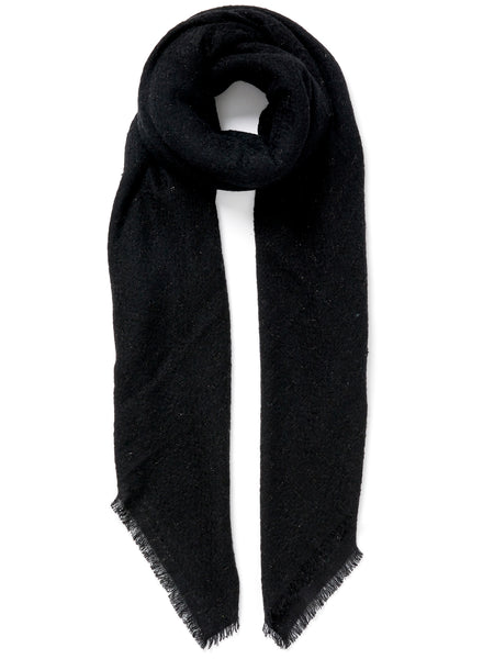 JANE CARR The Tile Square in Black, black checked cashmere scarf with metallic lurex – tied