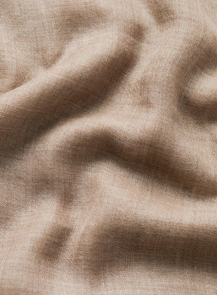 JANE CARR The Sheer Fray Square in Taupe, taupe super fine pure cashmere scarf - detail