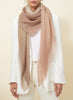 JANE CARR The Wave Carré in Mouse, pink and neutral hand painted cashmere dégradé square – model