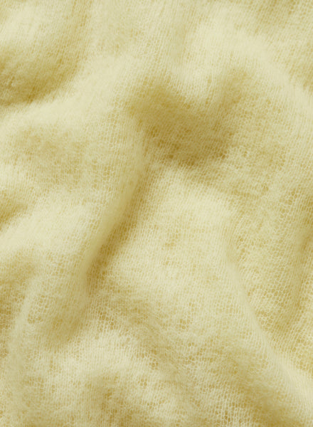 JANE CARR The Luxe in Ice Cream, pale yellow oversized pure cashmere knit wrap - detail