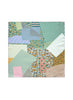 JANE CARR The Dazzle Petit Foulard in Jade, green multicolour printed silk twill scarf – flat